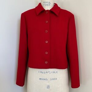 VTG 70s Pendleton Red Wool Jacket Blazer Tailored Minimalist Made in USA Sz 12